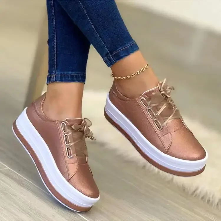Women Casual Shoes New Lace-Up Womens Sneakers Platform Shoes for Women 2024 Hot Sell Comfortable Women's Flats Zapatos Mujer - Image 8