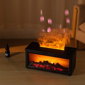 Creative fireplace flame humidifier household seven-color ambience light heavy fog bedroom desktop remote control aroma diffuser