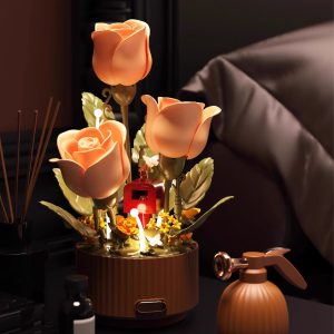 Kiss preserved fresh flower building blocks Bloom garden Electric rose bouquet small particle toy model simulation watering building blocks