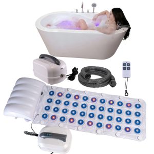 Portable bathtub bubble bath machine: with non-slip mat, electric pump, inflatable pillow and wireless remote control
