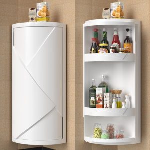 Kitchen storage rack rotating seasoning locker wall hanging table corner storage rack multi-layer three-painting Wenwu